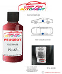 paint code location plate Peugeot 3008 Rouge Babylone P9, LKR 2003-2016 Red Touch Up Paint