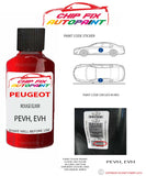paint code location plate Peugeot 2008 Rouge Elixir PEVH, EVH 2017-2022 Red Touch Up Paint