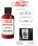 paint code location plate Peugeot 405 Rouge Lucifer EKQ, M0KQ, EKQD 1993-2019 Red Touch Up Paint