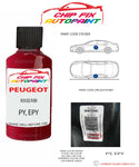 paint code location plate Peugeot 3008 Rouge Rubi PY, EPY 2011-2020 Red Touch Up Paint