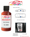 paint code location plate Peugeot RCZ Rouge Tourmaline V7, KHK 2007-2021 Red Touch Up Paint