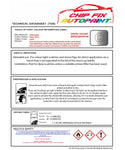 Data saftey sheet Jetta Sportswagen Reflex Silver LA7W 2000-2022 Silver/Grey instructions for use