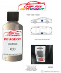 paint code location plate Peugeot Partner Van Sable Bivouac KDD 2002-2013 Beige Touch Up Paint
