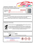 Data Safety Sheet Vauxhall Tour Seashell G3Z/187 2012-2016 Grey Instructions for use paint