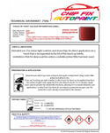 Data Safety Sheet Bmw X5 Siena Red Ii 362 1998-2004 Red Instructions for use paint