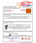 Data Safety Sheet Vauxhall Vivaro Signalorange Ral 2010 819/0C9/876 1998-2004 Orange Instructions for use paint