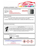 Data Safety Sheet Vauxhall Combo Silver Lake 179/11S/Gev 2010-2016 Grey Instructions for use paint