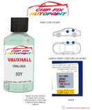 paint code location sticker Vauxhall Vivaro Spring Green 30Y 2014-2016 Green plate find code