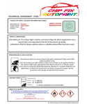Data Safety Sheet Vauxhall Vivaro Spring Green 30Y 2014-2016 Green Instructions for use paint
