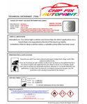 Data Safety Sheet Vauxhall Agila Star Silver Iii 2Au/157/82U 2001-2011 Grey Instructions for use paint