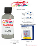 paint code location sticker Vauxhall Cavalier Stone Gray 85L/145 1993-1996 Grey/Silver plate find code