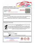 Data Safety Sheet Vauxhall Astra Stone Gray 85L/145 1978-1996 Grey/Silver Instructions for use paint