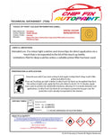 Data Safety Sheet Vauxhall Astra Coupe Sunny Melon Aju/40Q 2007-2017 Yellow Instructions for use paint