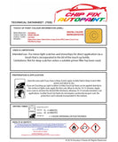 Data Safety Sheet Vauxhall Astra Coupe Sunny Melon Aju/40Q 2007-2017 Yellow Instructions for use paint