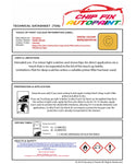 Data Safety Sheet Vauxhall Adam Sunny Melon Aju/40Q 2007-2017 Yellow Instructions for use paint