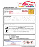 Data Safety Sheet Vauxhall Adam Sunny Melon Aju/40Q 2007-2017 Yellow Instructions for use paint