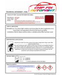 Data saftey sheet Jetta Sportswagen Salsa Red LA3H 2005-2016 Red instructions for use