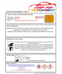 Data saftey sheet T5 Van/Camper Saturn Yellow L13M 2001-2015 Orange instructions for use