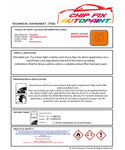 Data Safety Sheet Vauxhall Movano Tieforange Ral2011 799 1994-2004 Orange Instructions for use paint