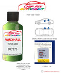 paint code location sticker Vauxhall Astra Tropical Green Dx/376 1997-2003 Green plate find code