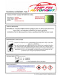 Data Safety Sheet Vauxhall Astra Cabrio Tropical Green Dx/376 1997-2003 Green Instructions for use paint