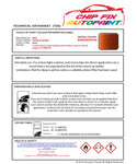 Data Safety Sheet Bmw Z4 Valencia Orange Wb44 2011-2018 Orange Instructions for use paint