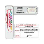 colour card paint for vauxhall Campo Alpine White Code 96U/877 1999 2002