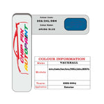 colour card paint for vauxhall Corsa Aruba Blue Code 20A/24L/08H 1999 2004