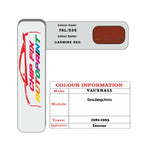 colour card paint for vauxhall Vectra Carmine Red Code 76L/535 1981 1993