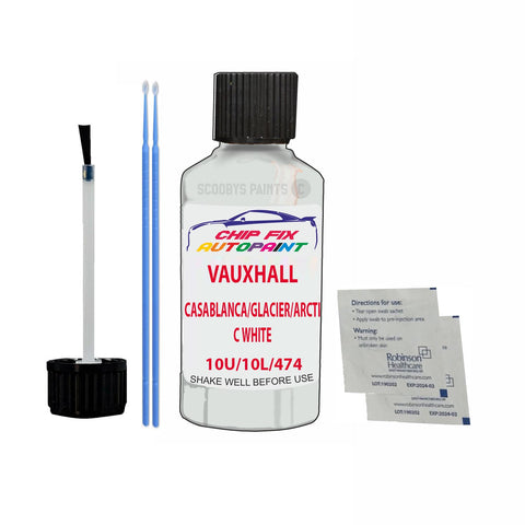 VAUXHALL CASABLANCA/GLACIER/ARCTIC WHITE Code: (10U/10L/474) Car Touch Up Paint Scratch Repair