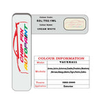 colour card paint for vauxhall Nova Cream White Code 52L/752/1Wl 1990 1993