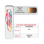 colour card paint for vauxhall Corsa Cuprum Copper Code 322X 2002 2014