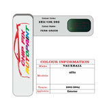 colour card paint for vauxhall Astra Cabrio Fern Green Code 2Eu/13K/392 2001 2004