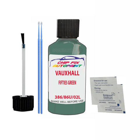 VAUXHALL FIFTIES GREEN Code: (386/86U/02L) Car Touch Up Paint Scratch Repair