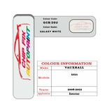 colour card paint for vauxhall Agila Galaxy White Code Gcb/26U 2008 2012