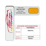 colour card paint for vauxhall Vivaro Goldgelb 1004 Code 58L/631/0A7 1993 2000