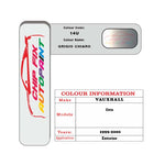 colour card paint for vauxhall Calibra Grigio Chiaro Code 14U 1993 2000
