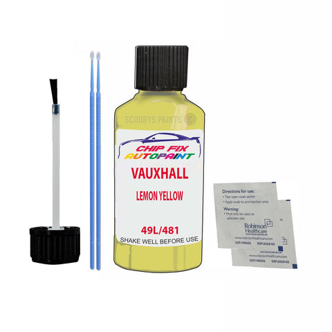 Paint For Vauxhall Corsa Lemon Yellow 49L/481 1994-1995 0 Touch Up Paint