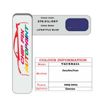 genuine Vauxhall Vivaro Lifestyle Blue 276/31L/Oky 1993-2004 Blue car repair paint