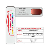 colour card paint for vauxhall Mokka Magma/Flame Red Code 79L/547 1990 2017