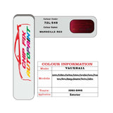 colour card paint for vauxhall Calibra Marseille Red Code 72L/549 1991 2002