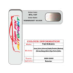 colour card paint for vauxhall Zafira Rembrandt Silver Code 87L/137 1999 2013
