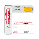 colour card paint for vauxhall Vivaro Traffic Yellow 1023 Gl Code 652 1998 2004