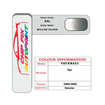 colour card paint for vauxhall Tigra Willow Silver Code 93L 1999 1999