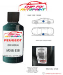 paint code location plate Peugeot 205 Verde Mayerling M0SB, ESB 1992-1998 Green Touch Up Paint