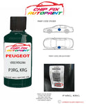 paint code location plate Peugeot 406 Verde Patagonia P3RG, KRG 1999-2003 Green Touch Up Paint