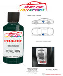 paint code location plate Peugeot 306 Verde Patagonia P3RG, KRG 1999-2003 Green Touch Up Paint