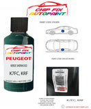 paint code location plate Peugeot 406 Verde Sherwood K7FC, KRF 1995-2002 Green Touch Up Paint