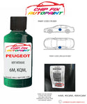 paint code location plate Peugeot Partner Van Vert Intensive 6M, KQM, M0QM 1998-2007 Green Touch Up Paint