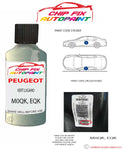 paint code location plate Peugeot 406 Coupe Vert Lugano M0QK, EQK 1997-2001 Green Touch Up Paint